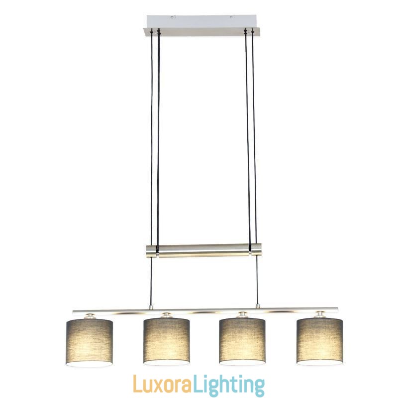 Designer Touch Decorative Modern 4 Light Pendant Light With Fabric Shade Adjustable Height