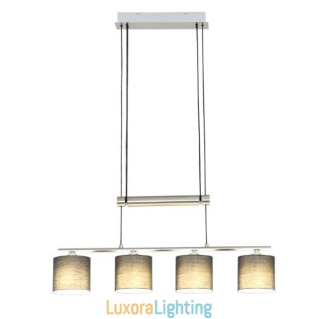 Designer Touch Decorative Modern 4 Light Pendant Light With Fabric Shade Adjustable Height