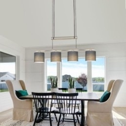 Designer Touch Decorative Modern 4 Light Pendant Light With Fabric Shade Adjustable Height