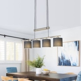 Designer Touch Decorative Modern 4 Light Pendant Light With Fabric Shade Adjustable Height