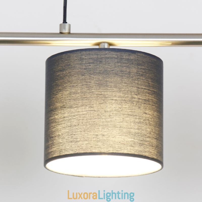 Designer Touch Decorative Modern 4 Light Pendant Light With Fabric Shade Adjustable Height