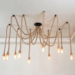 Designer Touch Decorative Retro Style 6 10 Heads Pendant Light Hemp Rope Chandelier Vintage Ceiling Light