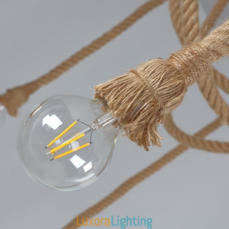 Designer Touch Decorative Retro Style 6 10 Heads Pendant Light Hemp Rope Chandelier Vintage Ceiling Light