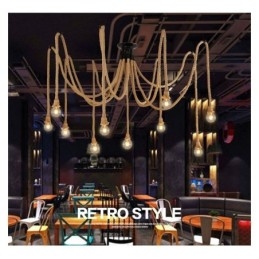 Designer Touch Decorative Retro Style 6 10 Heads Pendant Light Hemp Rope Chandelier Vintage Ceiling Light
