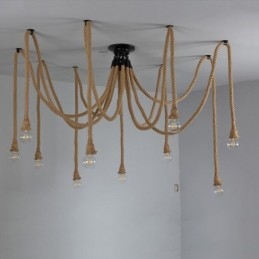 Designer Touch Decorative Retro Style 6 10 Heads Pendant Light Hemp Rope Chandelier Vintage Ceiling Light
