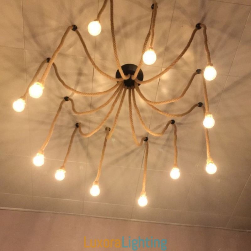 Designer Touch Decorative Retro Style 6 10 Heads Pendant Light Hemp Rope Chandelier Vintage Ceiling Light