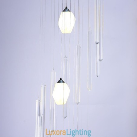 Designer Touch Decorative Cluster Pendant Light Modern Large Pendant Crystal Chandelier Duplex Staircase