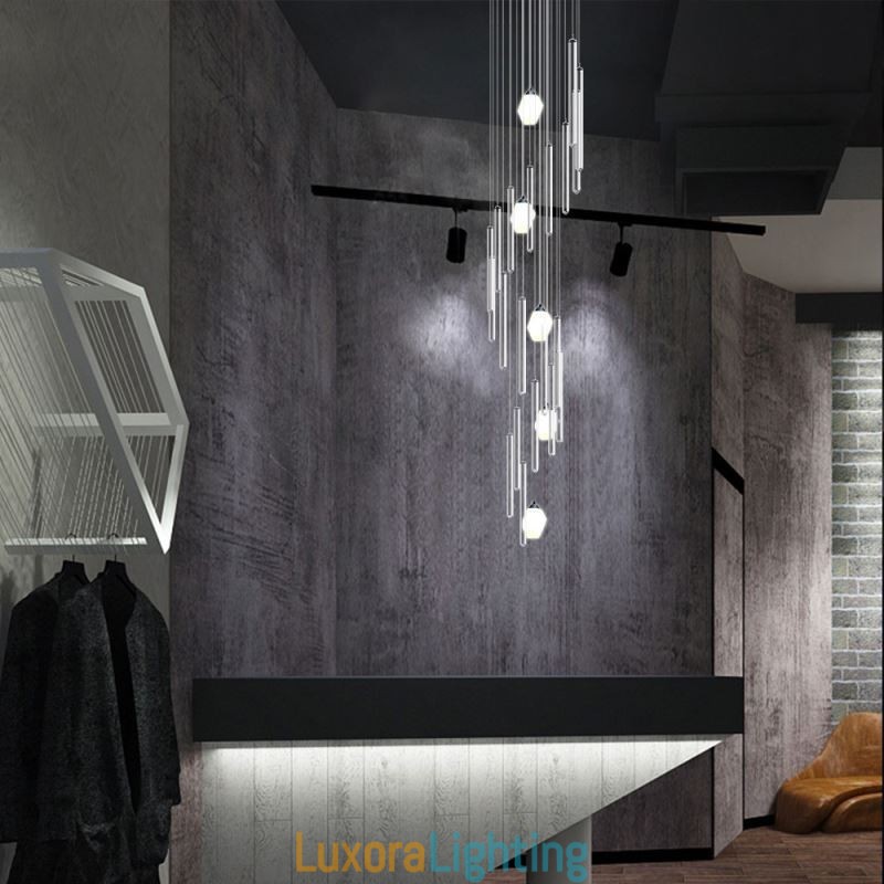 Designer Touch Decorative Cluster Pendant Light Modern Large Pendant Crystal Chandelier Duplex Staircase