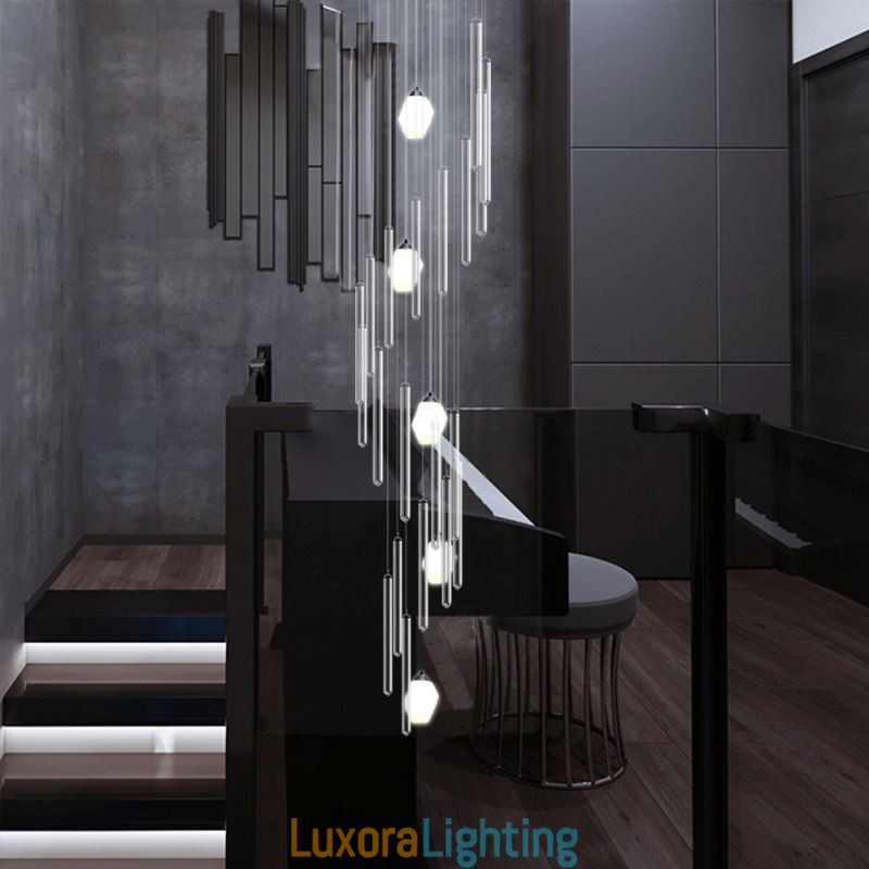 Designer Touch Decorative Cluster Pendant Light Modern Large Pendant Crystal Chandelier Duplex Staircase