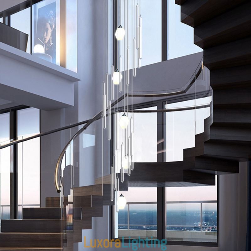 Designer Touch Decorative Cluster Pendant Light Modern Large Pendant Crystal Chandelier Duplex Staircase