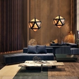 Designer Touch Decorative Geometric Pendant Light Diamond Shaped 3D Translucent Design