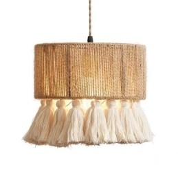Designer Touch Decorative Hemp Rope Pendant Light Retro Decoration Ceiling Light Tassel Lamp Shade