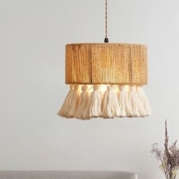 Designer Touch Decorative Hemp Rope Pendant Light Retro Decoration Ceiling Light Tassel Lamp Shade