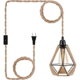 Designer Touch Decorative Retro Pendant Light Hemp Rope Ceiling Light 5M Hanging Wire