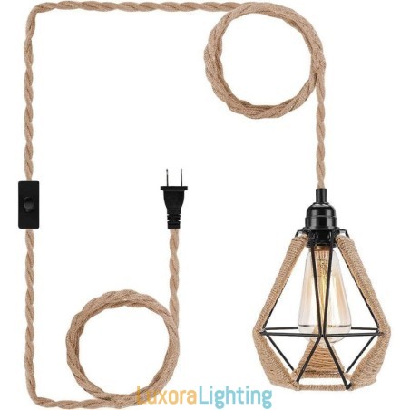 Designer Touch Decorative Retro Pendant Light Hemp Rope Ceiling Light 5M Hanging Wire