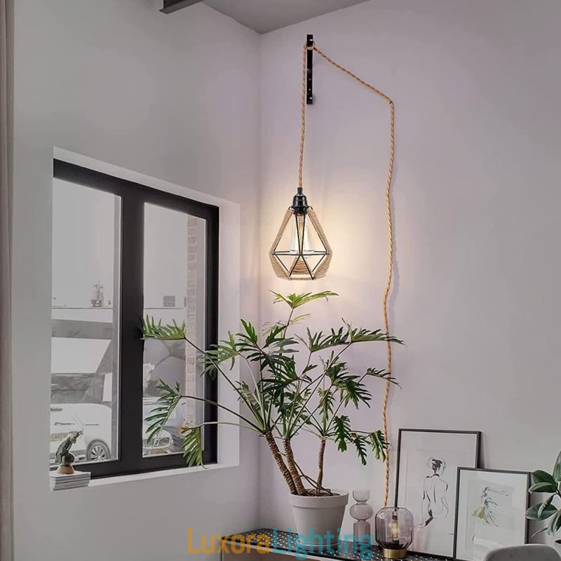 Designer Touch Decorative Retro Pendant Light Hemp Rope Ceiling Light 5M Hanging Wire