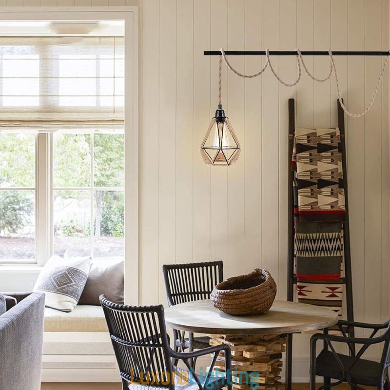 Designer Touch Decorative Retro Pendant Light Hemp Rope Ceiling Light 5M Hanging Wire