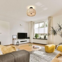 Designer Touch Decorative Paper Rope Fabric Flush Mount 32cm Round Lampshade 3 Lights