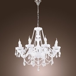 Designer Touch Decorative Chandelier White Crystal Modern Living 8 Lights