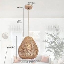 Designer Touch Decorative Nordic Retro Ceiling Light Natural Paper Rope Handwoven Lampshade