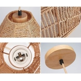 Designer Touch Decorative Nordic Retro Ceiling Light Natural Paper Rope Handwoven Lampshade