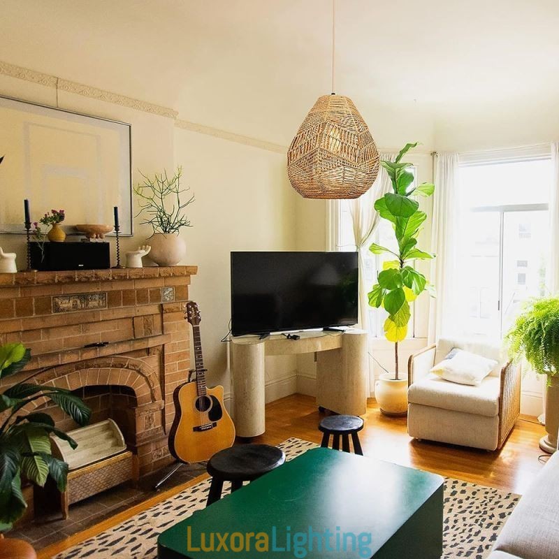 Designer Touch Decorative Nordic Retro Ceiling Light Natural Paper Rope Handwoven Lampshade