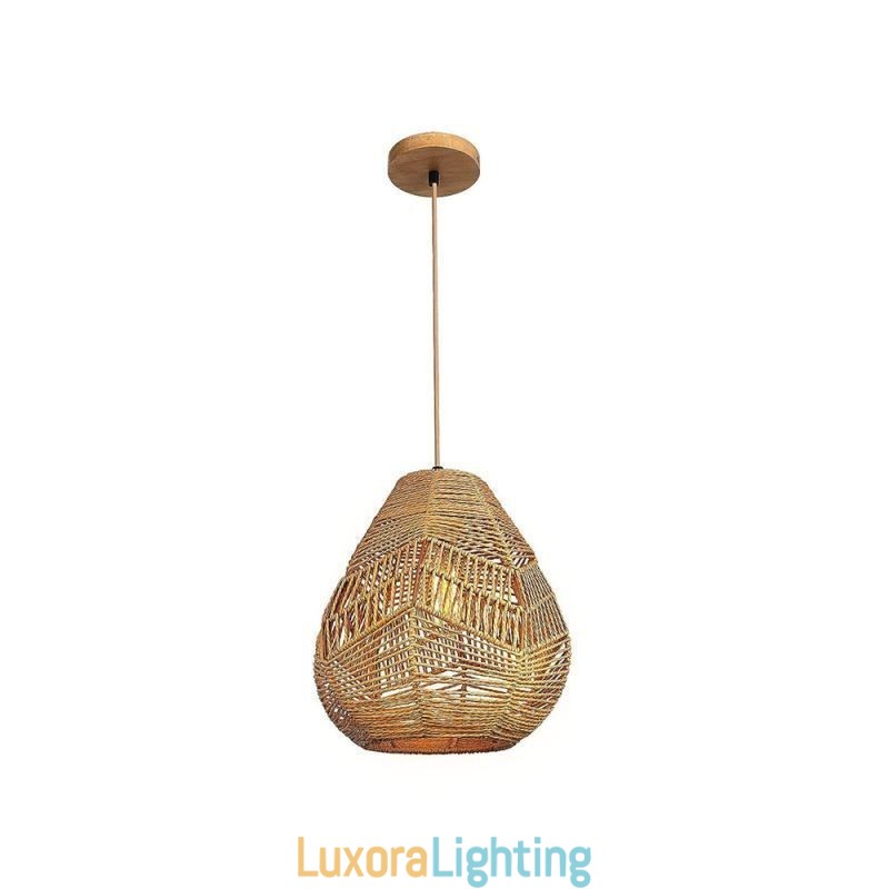 Designer Touch Decorative Nordic Retro Ceiling Light Natural Paper Rope Handwoven Lampshade