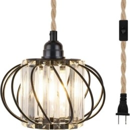 Designer Touch Decorative Retro Country Ceiling Light Hemp Rope Iron Bedside Pendant Light With Plug