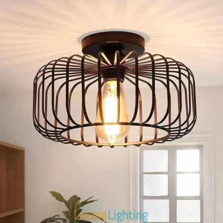 Designer Touch Decorative Simple Flush Mount Iron Bird Cage Ceiling Light
