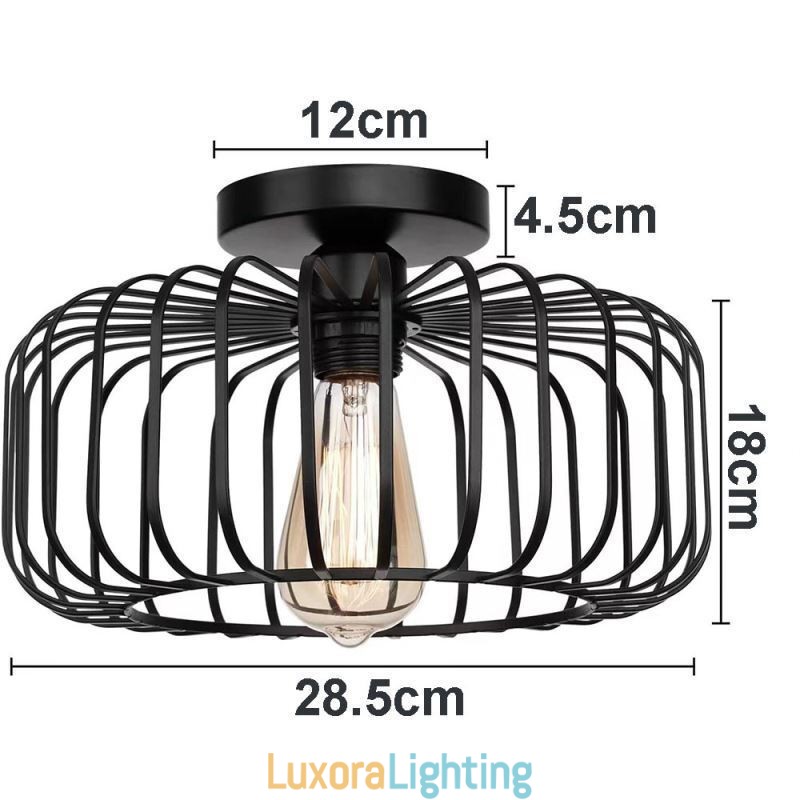 Designer Touch Decorative Simple Flush Mount Iron Bird Cage Ceiling Light