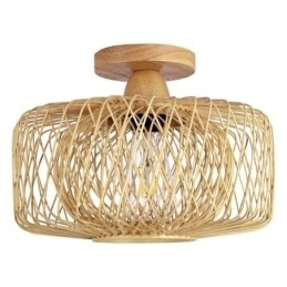 Designer Touch Decorative Retro Double Layer Ceiling Lamp Handwoven Bamboo Lampshade Ceiling Light