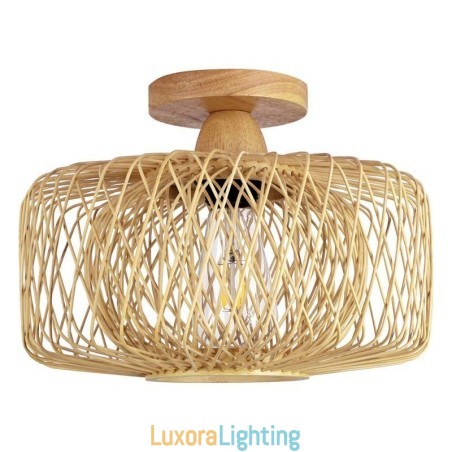 Designer Touch Decorative Retro Double Layer Ceiling Lamp Handwoven Bamboo Lampshade Ceiling Light