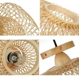 Designer Touch Decorative Retro Double Layer Ceiling Lamp Handwoven Bamboo Lampshade Ceiling Light