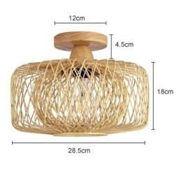 Designer Touch Decorative Retro Double Layer Ceiling Lamp Handwoven Bamboo Lampshade Ceiling Light