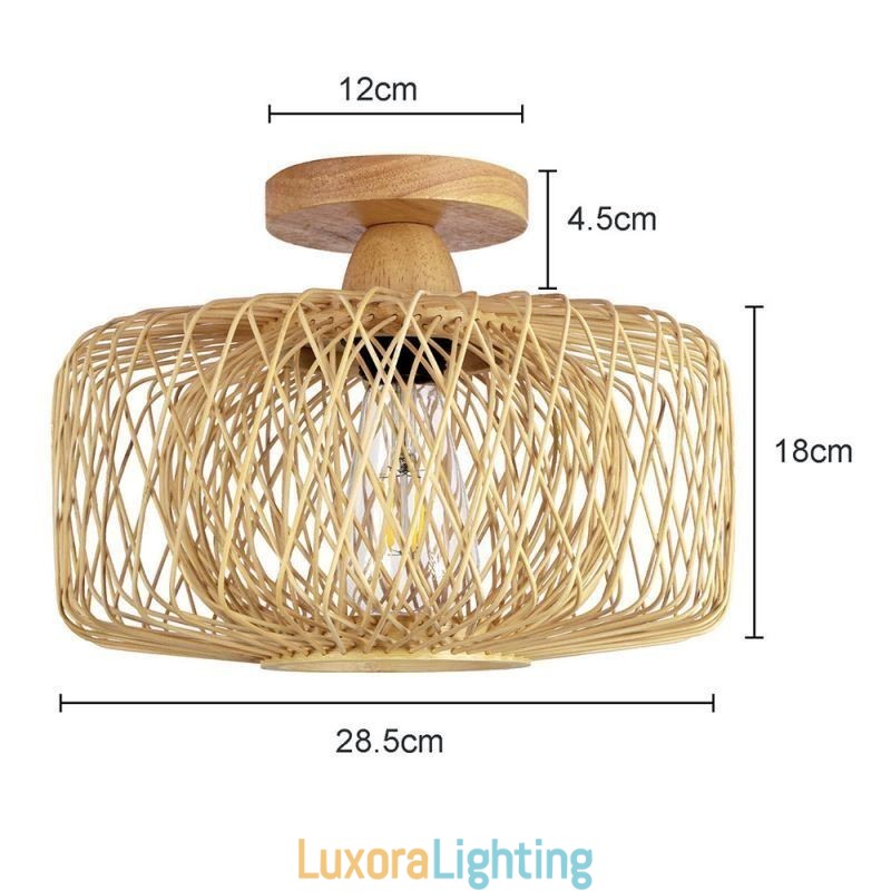 Designer Touch Decorative Retro Double Layer Ceiling Lamp Handwoven Bamboo Lampshade Ceiling Light