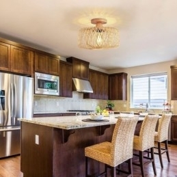 Designer Touch Decorative Retro Double Layer Ceiling Lamp Handwoven Bamboo Lampshade Ceiling Light