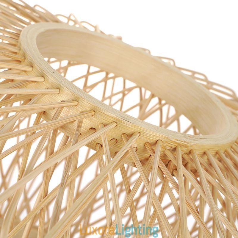 Designer Touch Decorative Retro Double Layer Ceiling Lamp Handwoven Bamboo Lampshade Ceiling Light