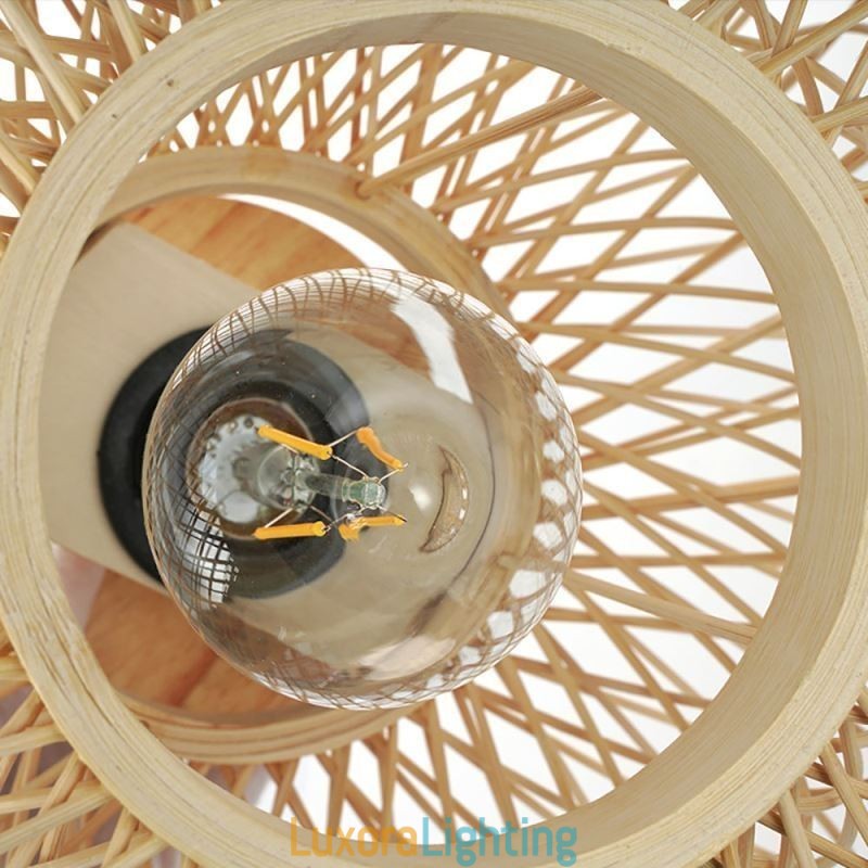 Designer Touch Decorative Retro Double Layer Ceiling Lamp Handwoven Bamboo Lampshade Ceiling Light