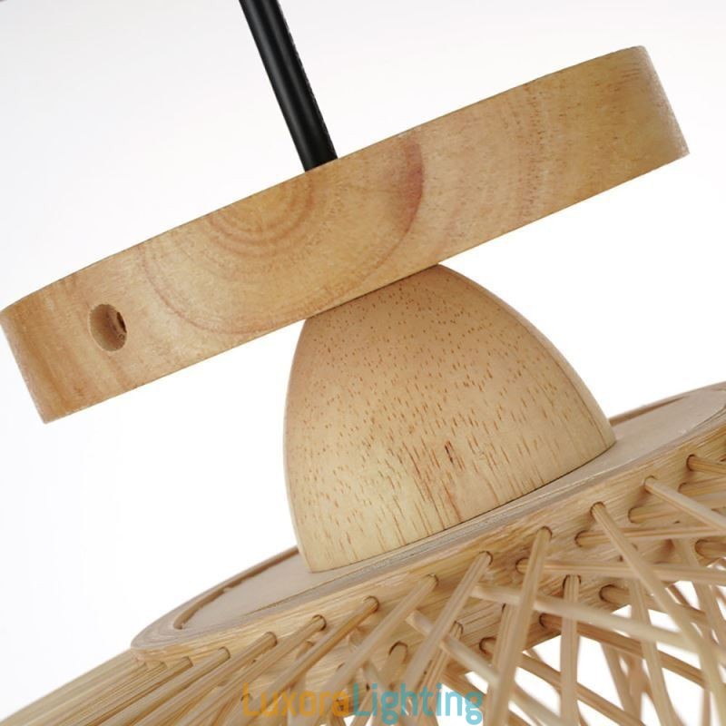 Designer Touch Decorative Retro Double Layer Ceiling Lamp Handwoven Bamboo Lampshade Ceiling Light