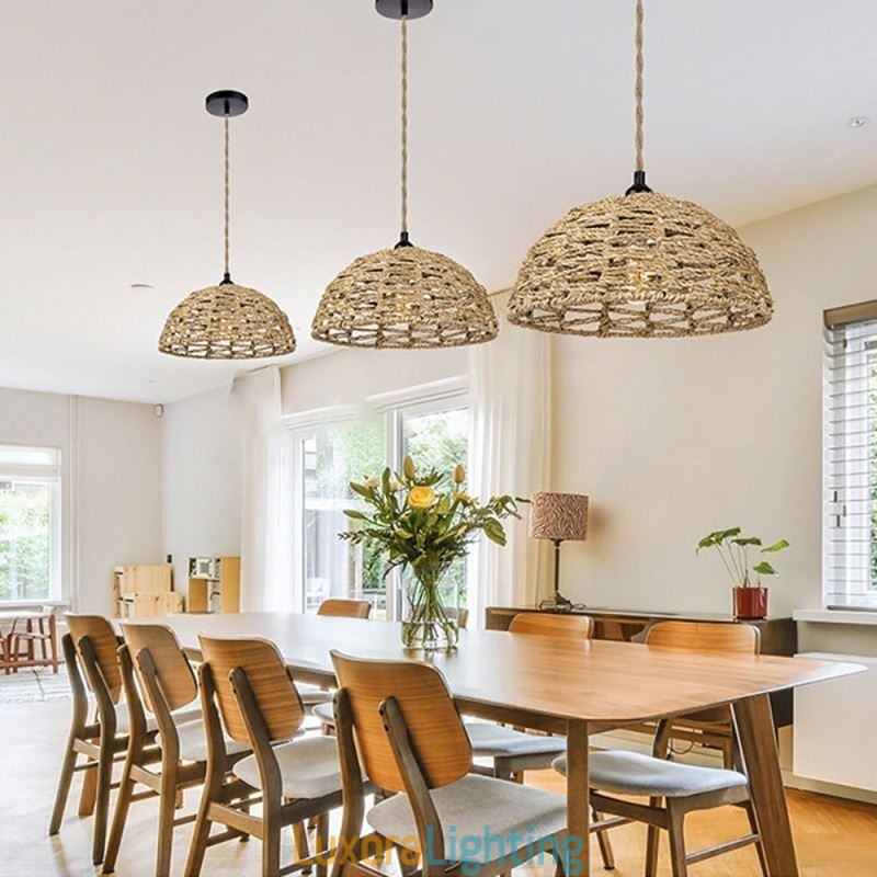 Designer Touch Decorative Country Retro Pendant Light Hand Woven Paper Rope Lampshade 30cm