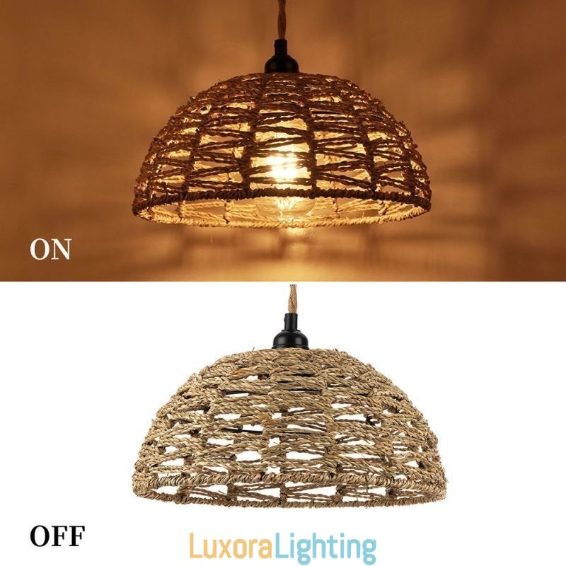 Designer Touch Decorative Country Retro Pendant Light Hand Woven Paper Rope Lampshade 30cm