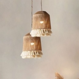 Designer Touch Decorative Rustic Pendant Light Bohemian Style Hemp Rope Tassel Ceiling Light