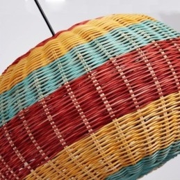 Designer Touch Decorative Bamboo And Rattan Pendant Light Colorful Striped Interval Handwoven Lamp Shade Ceiling Lamp