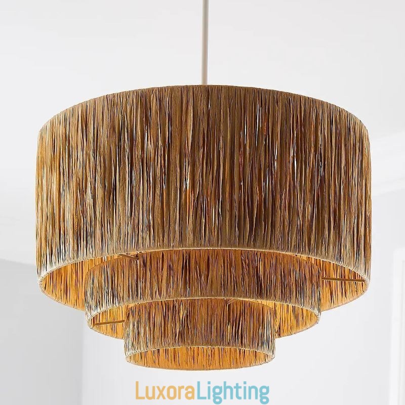 Designer Touch Decorative Country Retro Pendant Light Multi Layered Paper Rope Lamp Shade Ceiling Lamp