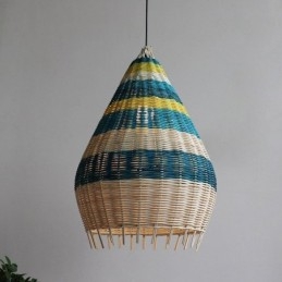 Designer Touch Decorative Bamboo And Rattan Pendant Light Striped Interval Handwoven Lampshade Ceiling Lamp