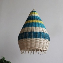 Designer Touch Decorative Bamboo And Rattan Pendant Light Striped Interval Handwoven Lampshade Ceiling Lamp