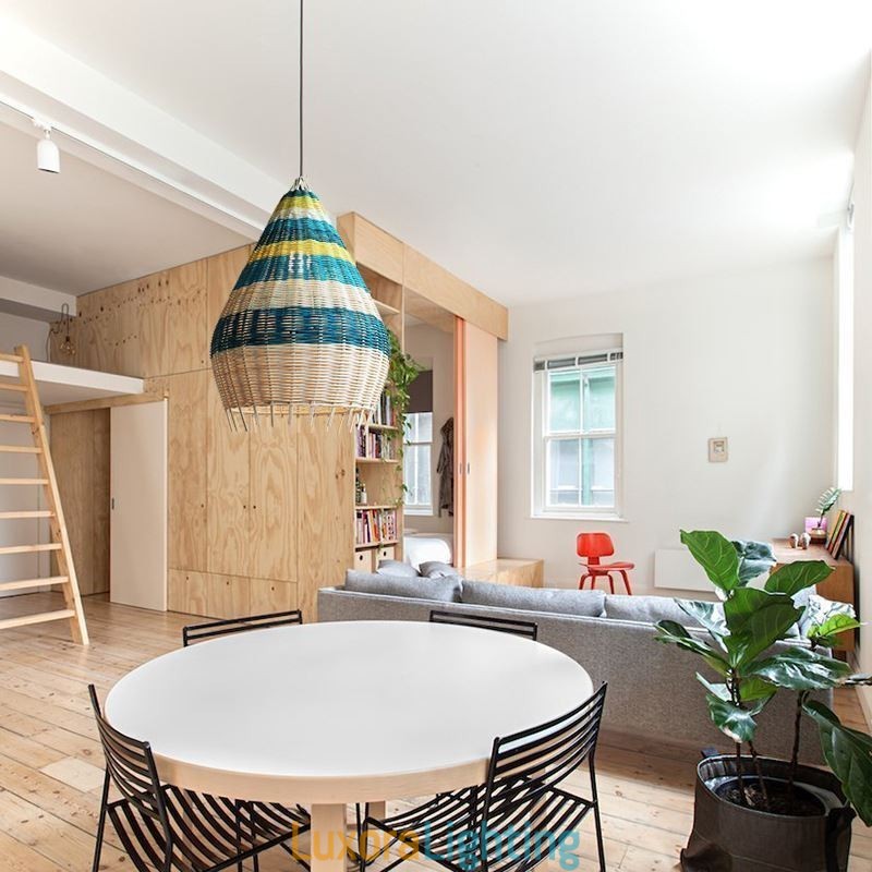 Designer Touch Decorative Bamboo And Rattan Pendant Light Striped Interval Handwoven Lampshade Ceiling Lamp