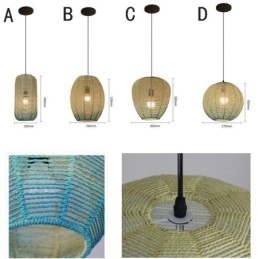 Designer Touch Decorative Paper Rope Pendant Light Country Retro Gradient Blue Ceiling Lamp
