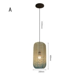 Designer Touch Decorative Paper Rope Pendant Light Country Retro Gradient Blue Ceiling Lamp