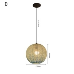 Designer Touch Decorative Paper Rope Pendant Light Country Retro Gradient Blue Ceiling Lamp
